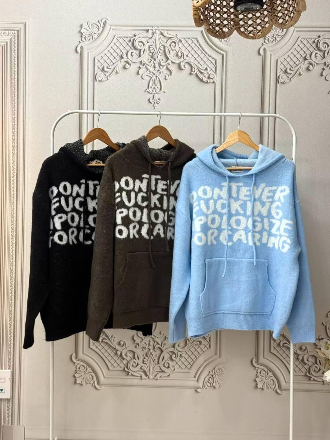 英文字連帽針織衫 T5869