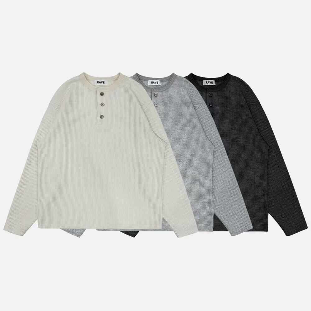 淨色半開胸長袖衫 T5870