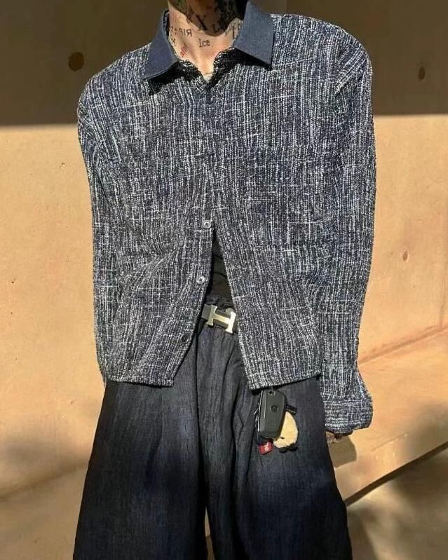 混色花紋長袖恤衫 S2153