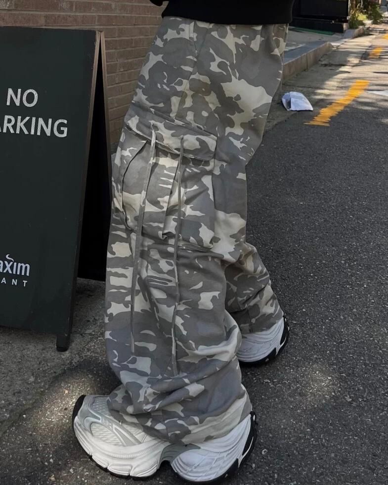 迷彩工裝可束腳鬆身褲 EASY-043P