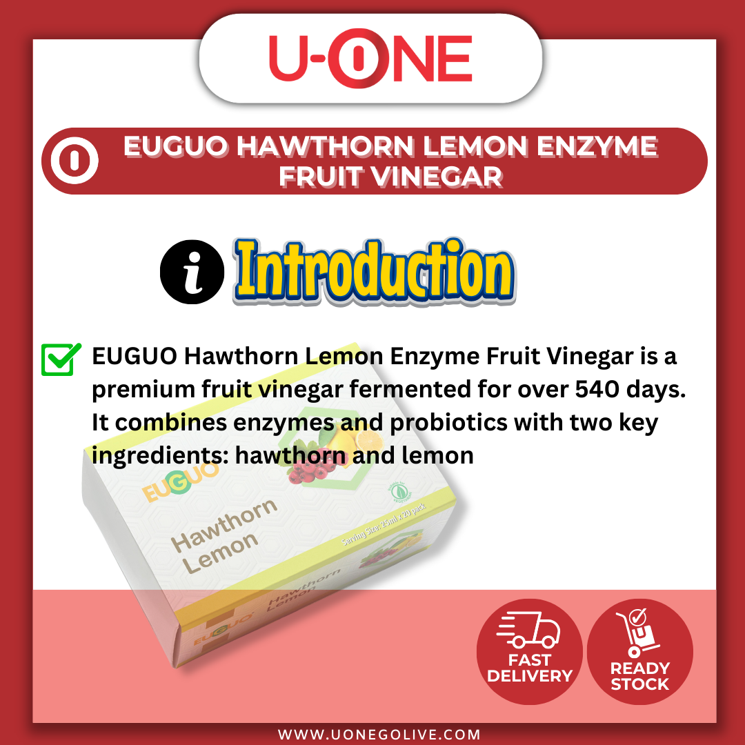 U-ONE | Malaysia | EuGuo | Hawthorn Lemon Enzyme Fruit Vinegar | 25ml x 20pck
