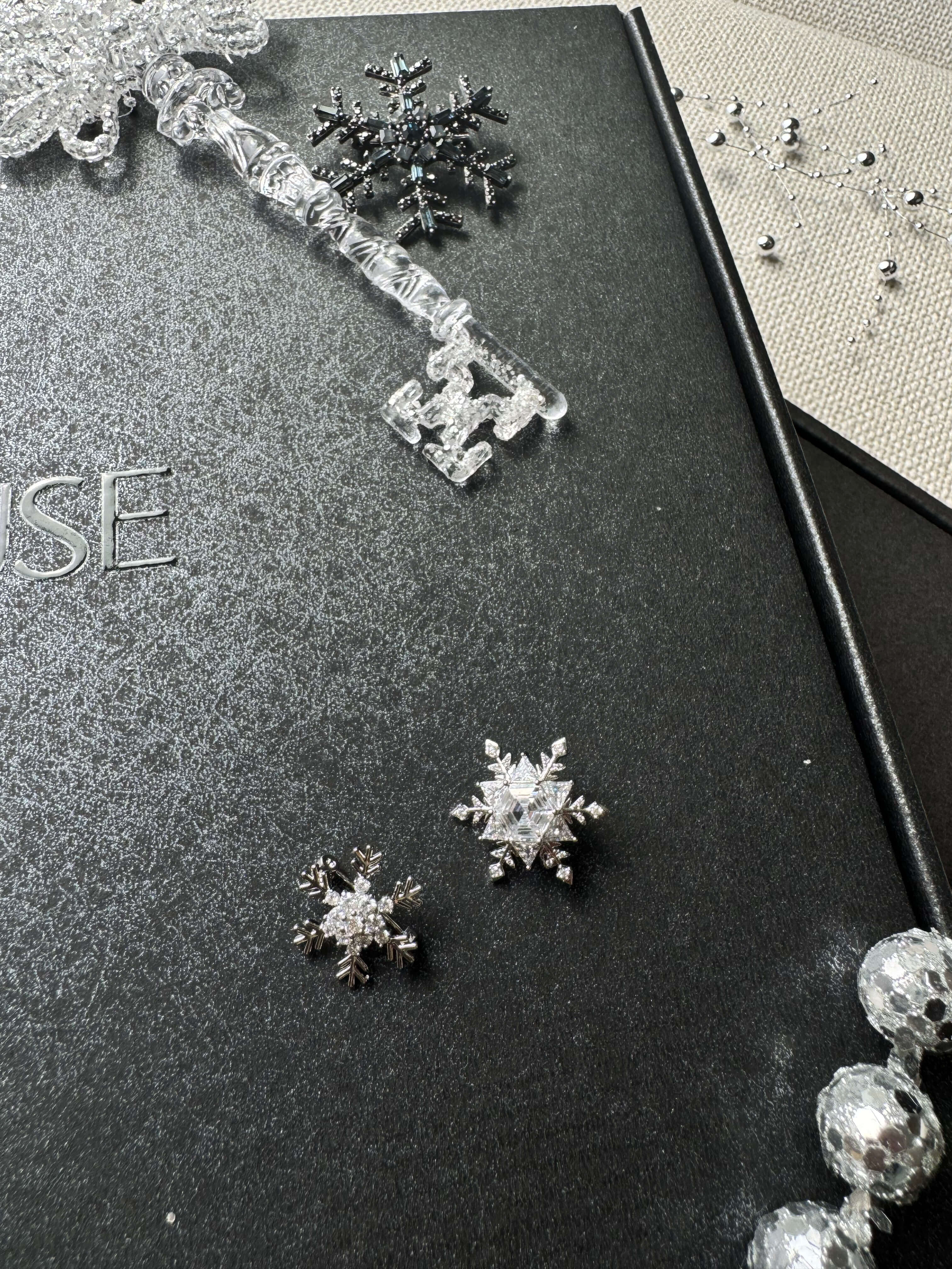 Crystal-Embellished Snowflake Brooch - Set Of Two_BR2512L49