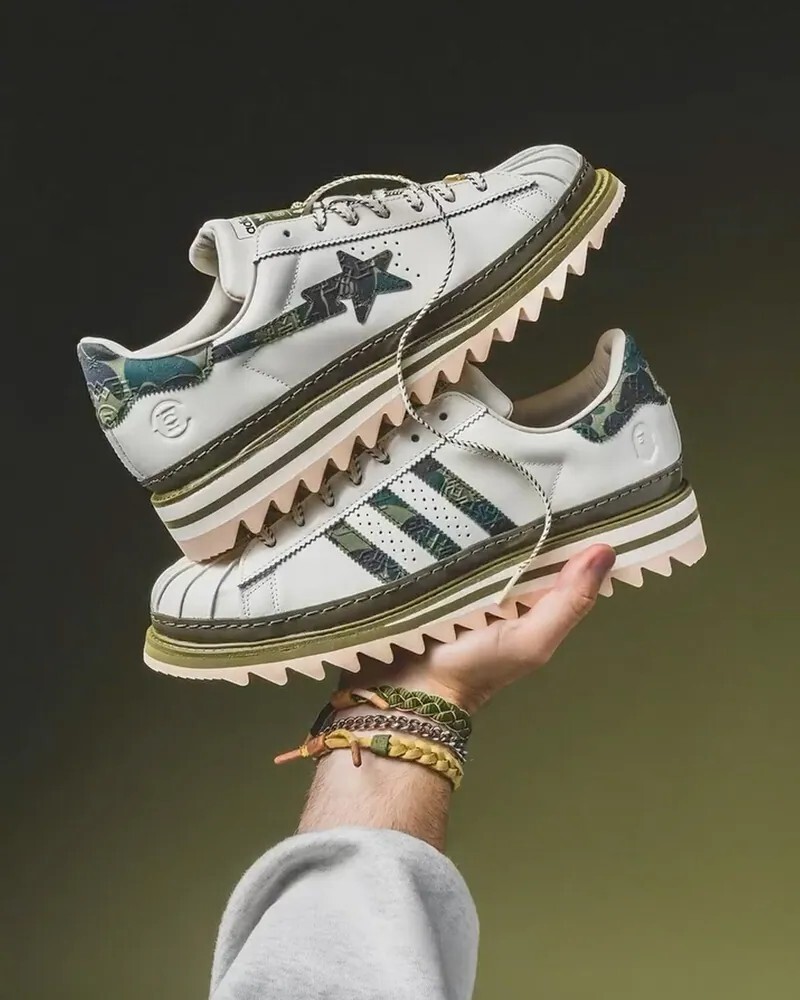 adidas x CLOT x BAPE  Superstar 綠迷彩