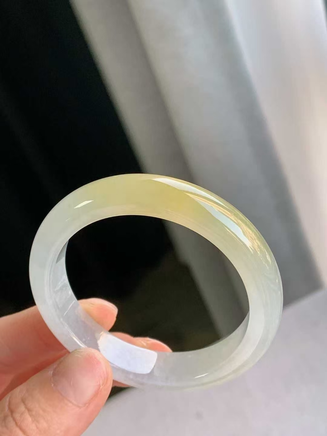 1215641 52.6mm翡翠冰黃正圈手鐲 (52-54)