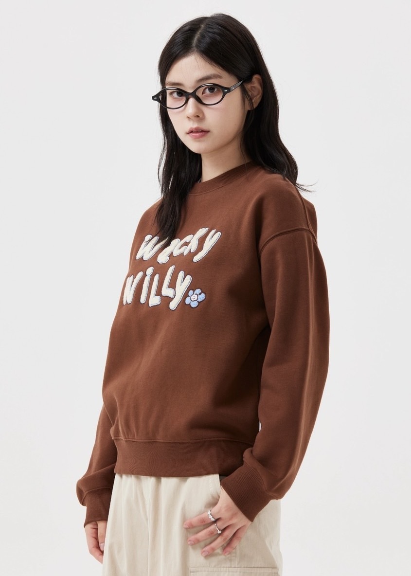 韓國 Wacky Willy 小飛人 刺繡大學T