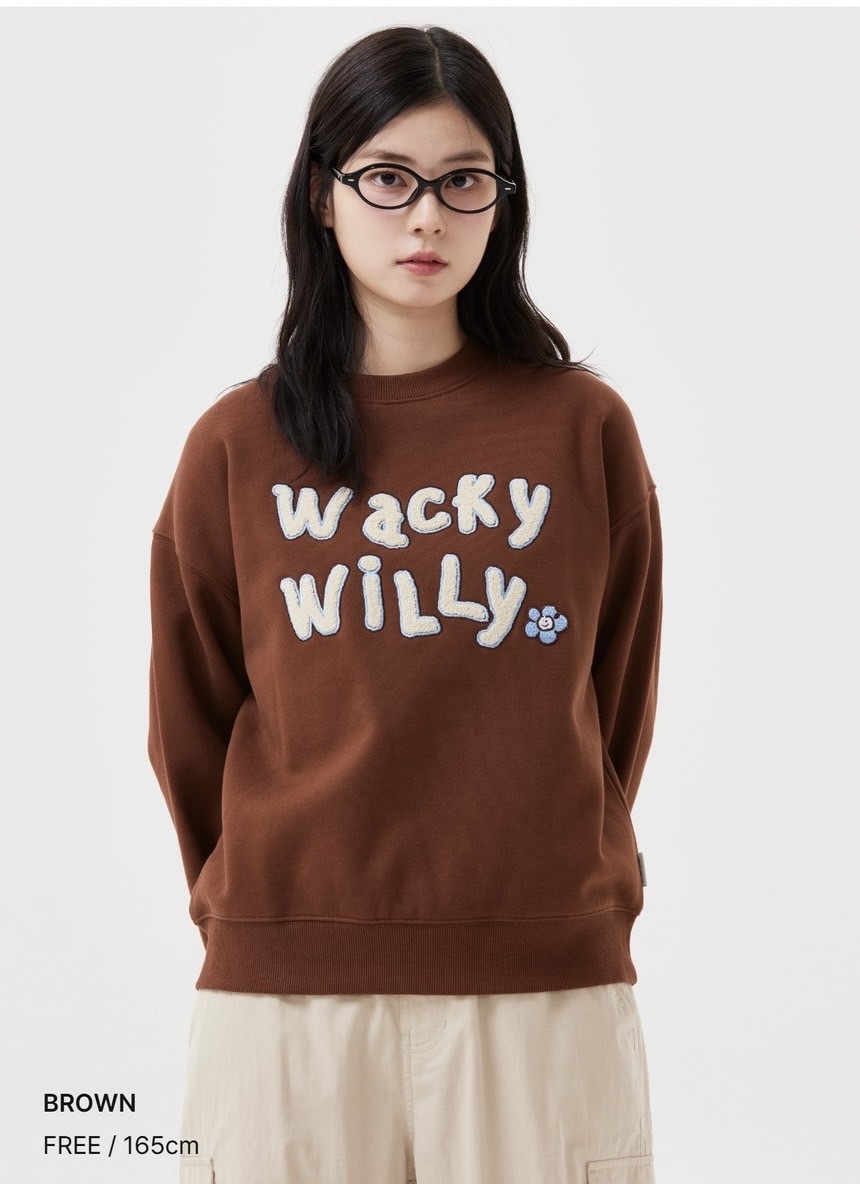 韓國 Wacky Willy 小飛人 刺繡大學T