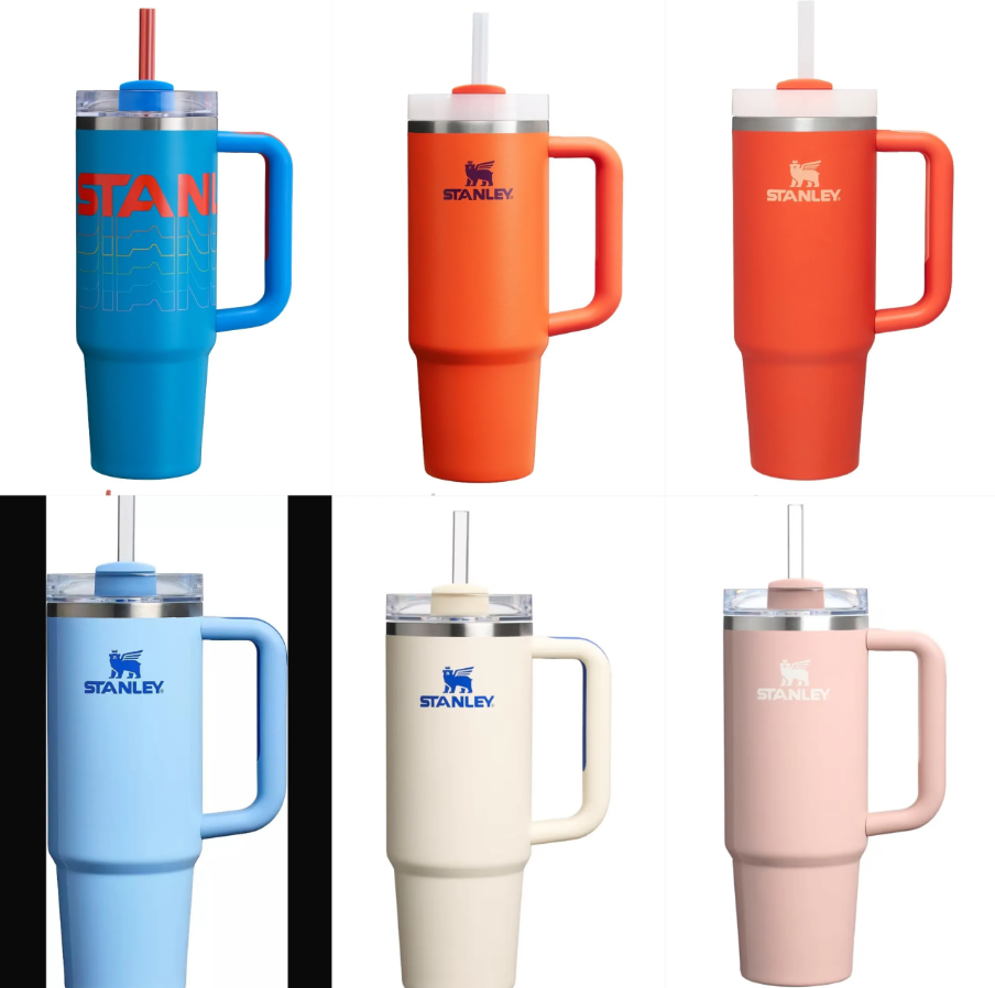 【現貨瑕疵貨品】Stanley 30oz 兩用款 Quencher H2.0 Tumbler with Handle and Straw 藍色配橙色大字 (HC0248)