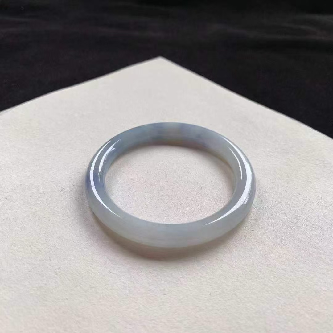 1215645 53.2mm翡翠冰藍紫圓條手鐲 (52-54)