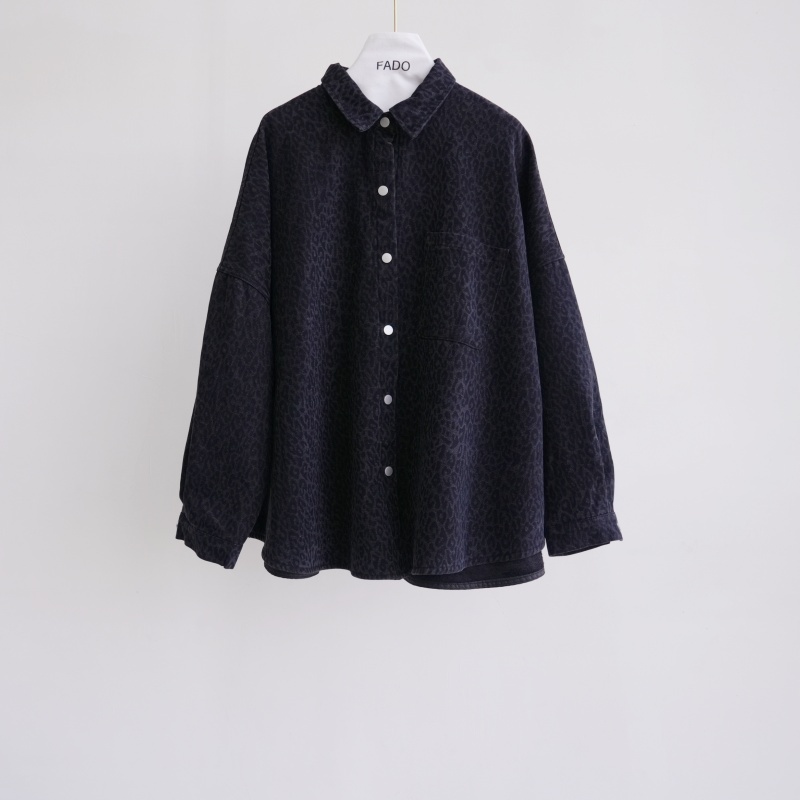 法朵Fado shop｜ 壓釦豹紋內加絨襯衫外套 3524004 灰