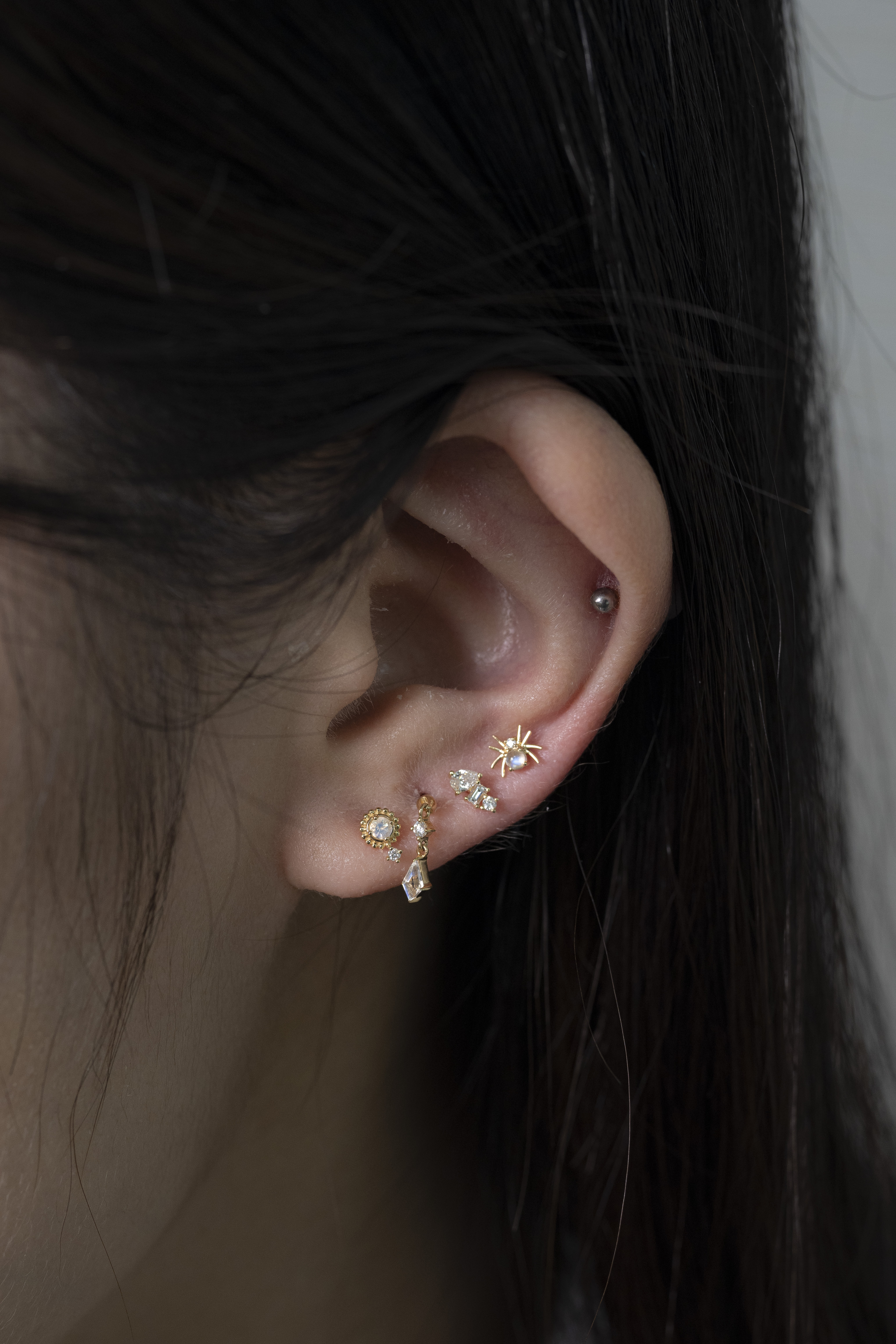 18K Spinderella Single Pc Diamond Earring