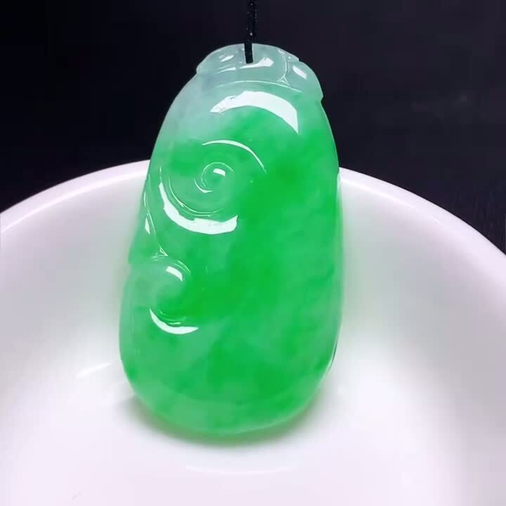 翡翠如意吊墜,天然翡翠A玉, 緬甸玉, Jade, Jadeite