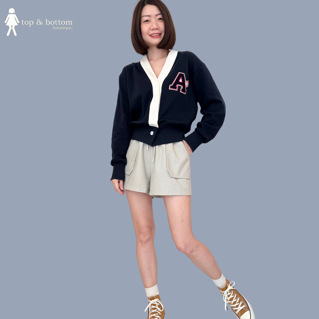 LONG SLEEVE TWO TONE EMBROIDERED BUTTON CARDIGAN