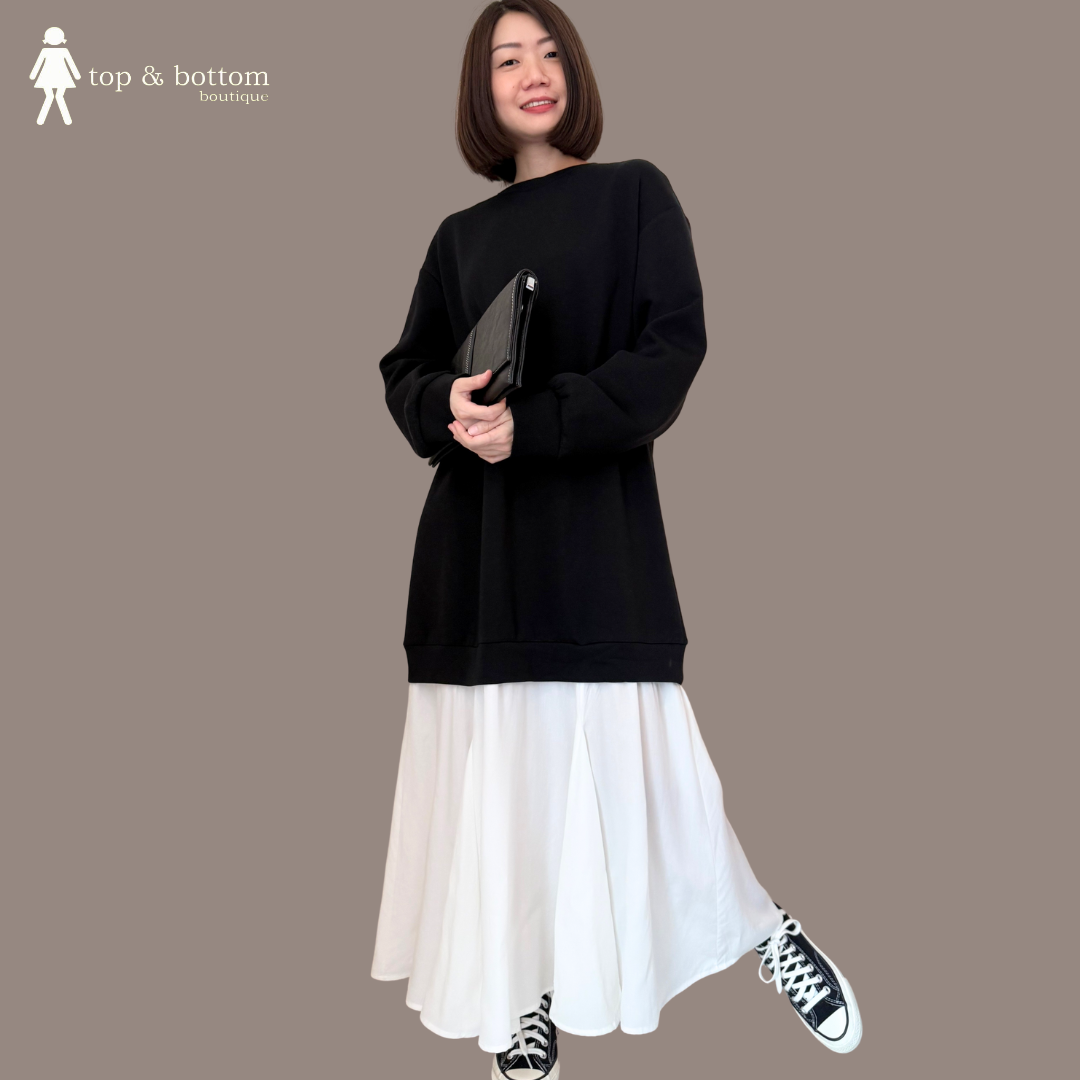 LONG SLEEVE TWO TONE SWEATER DRESS