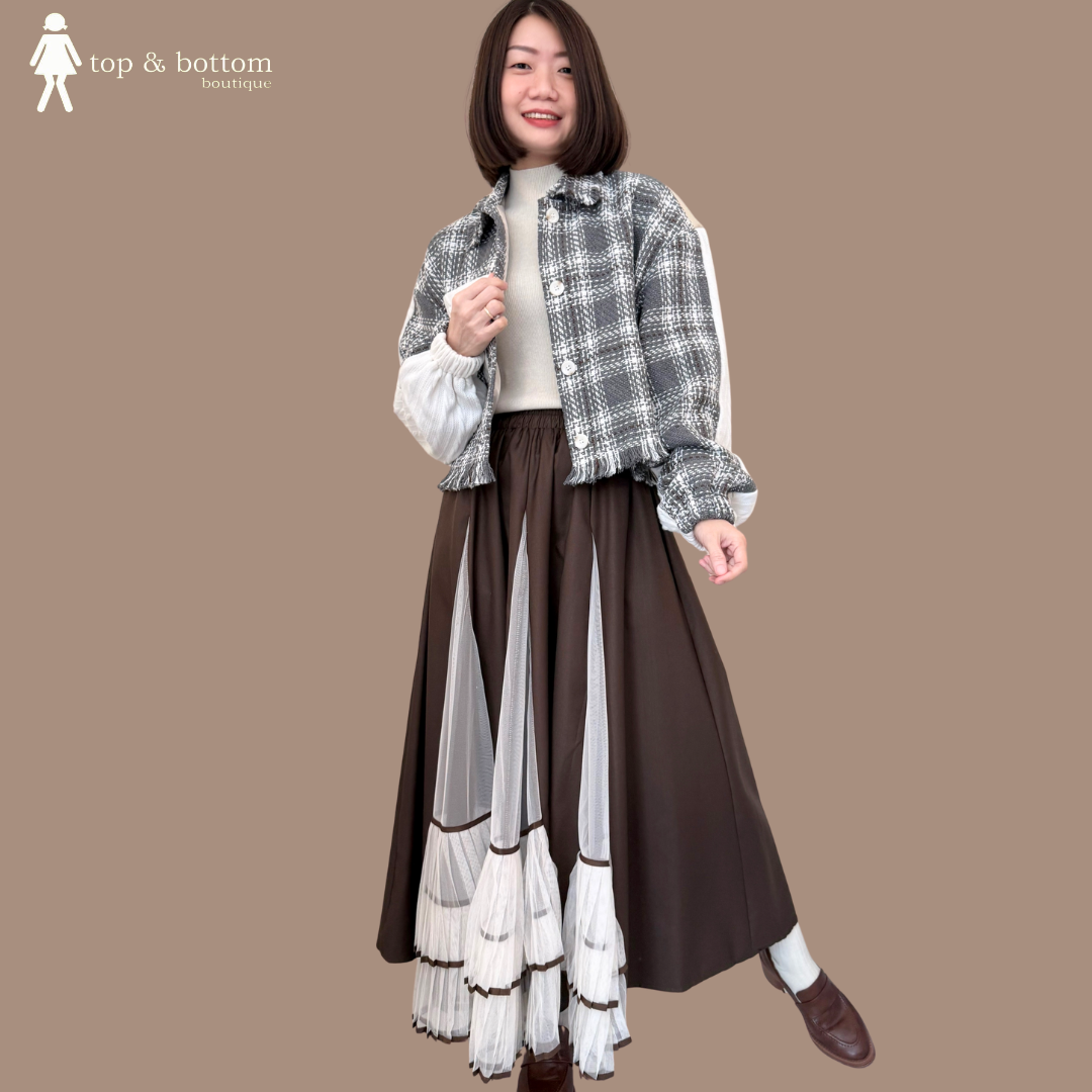 COLLARED PLAID JACKET WITH LEATHER BACK