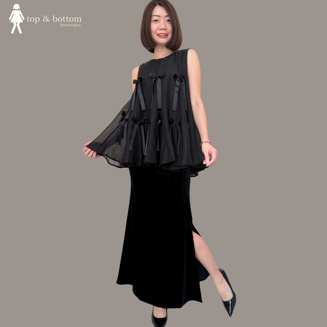 HIGH WAISTED VELVET PENCIL LONG SKIRT