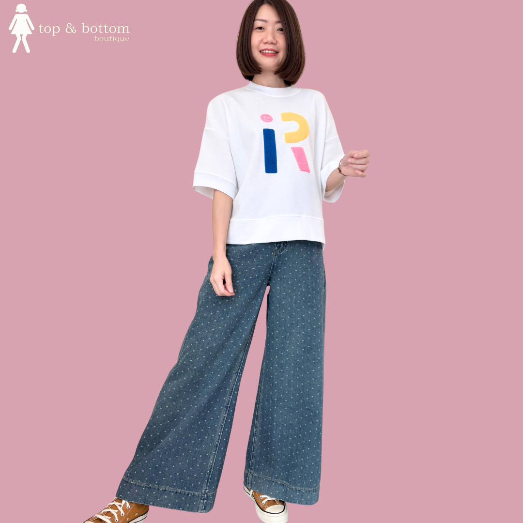 DENIM LOVE PRINTED WIDE LEG JEANS