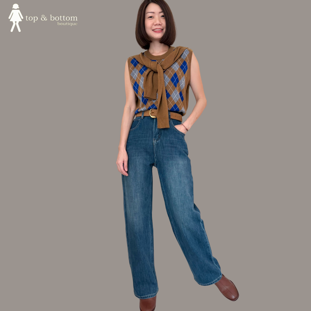 DENIM STRAIGHT CUT LONG JEANS