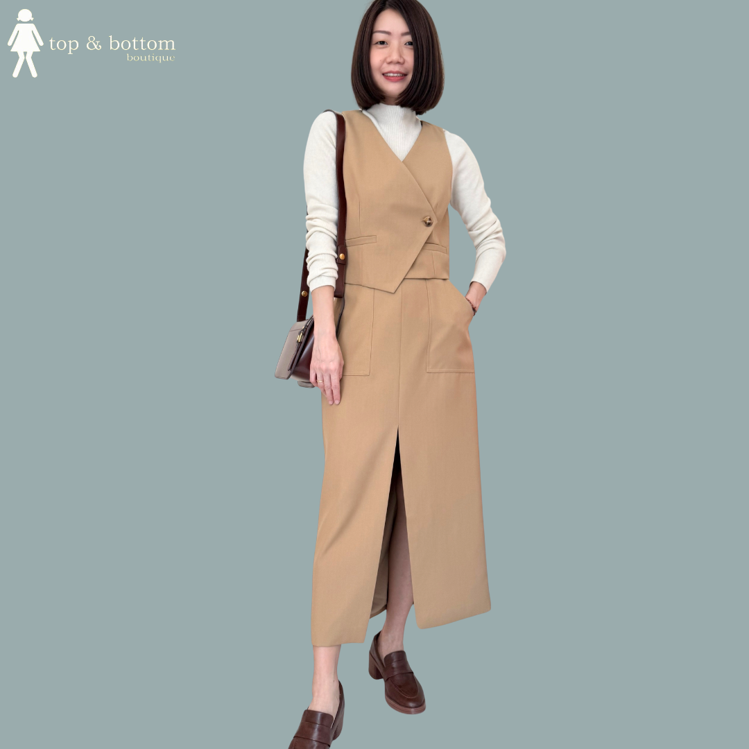 HIGH WAISTED SLIT FRONT LONG PENCIL SKIRT