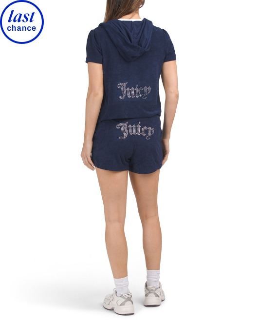 【直播】Juicy Couture LL120714 兩件式 Logo 毛圈布外套和短褲套裝