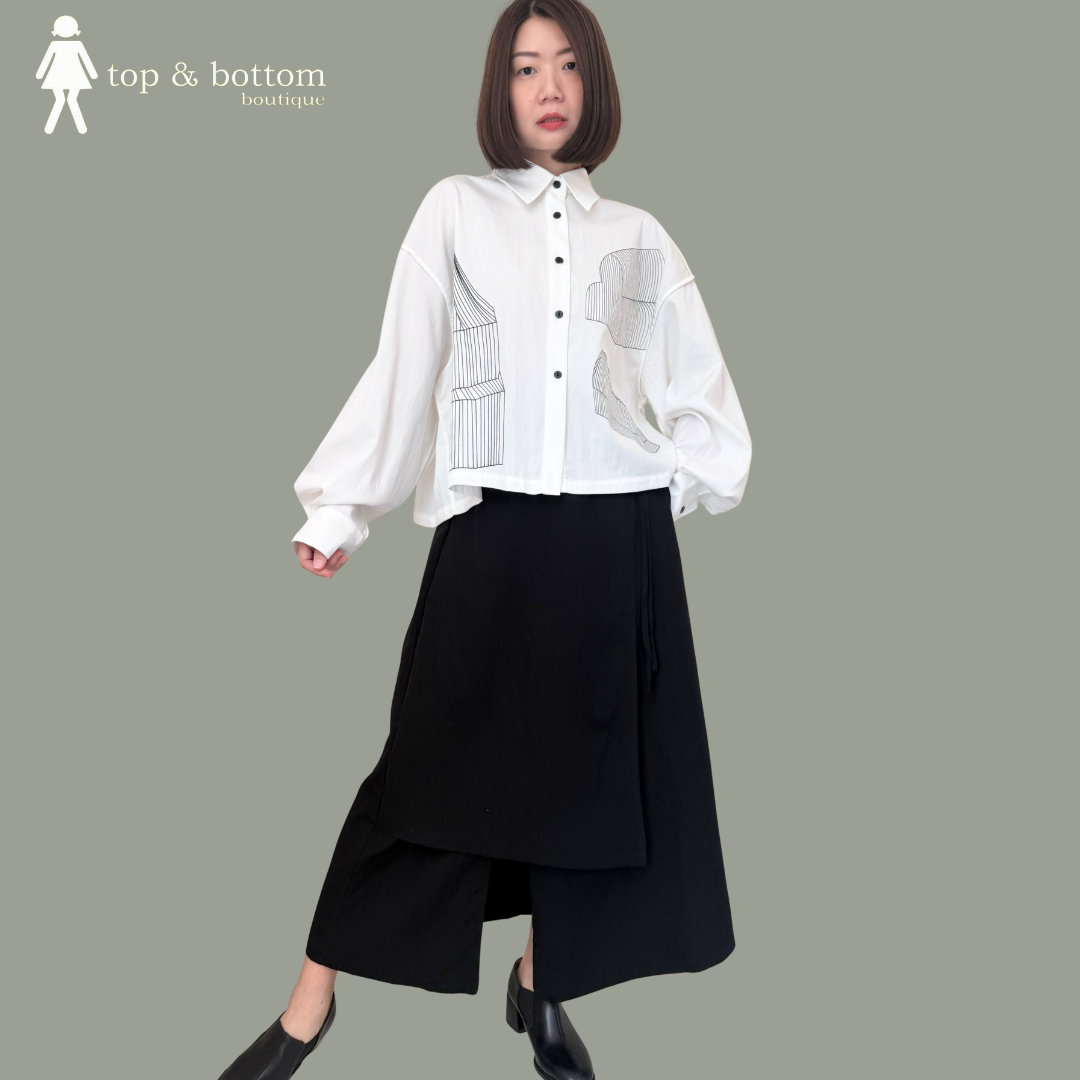 ONE BUTTON ASYMMETRIC LAYERED SKIRT