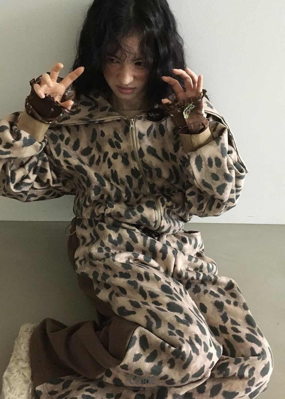 連帽拉鍊大領厚棉外套 長褲(分售)