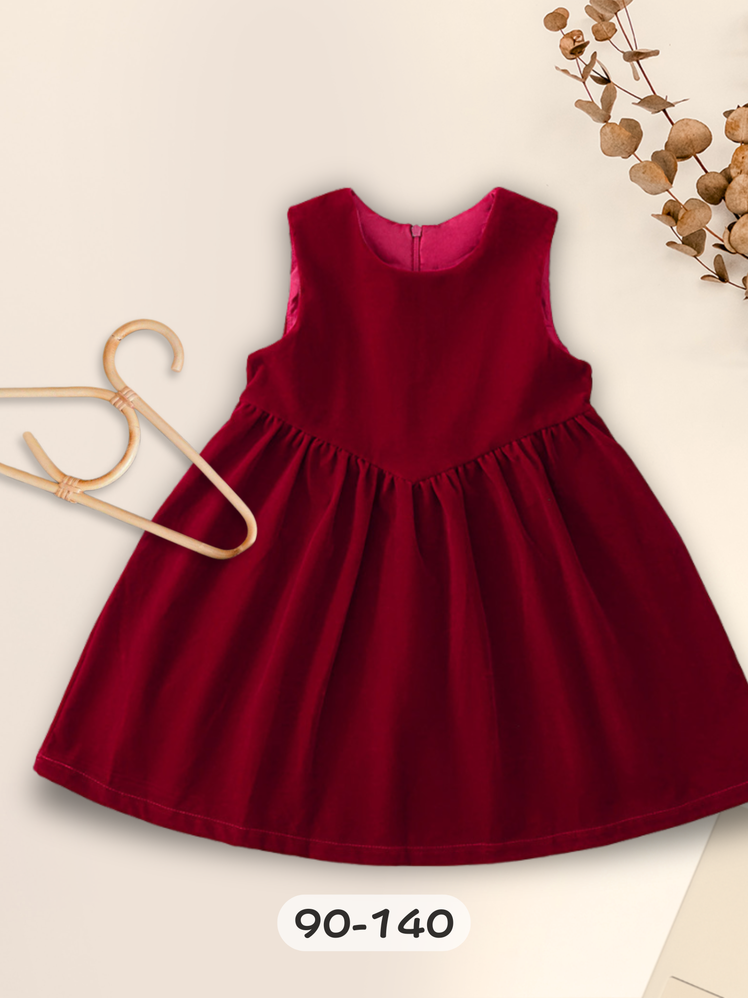 紅色A字麂皮絨背心裙