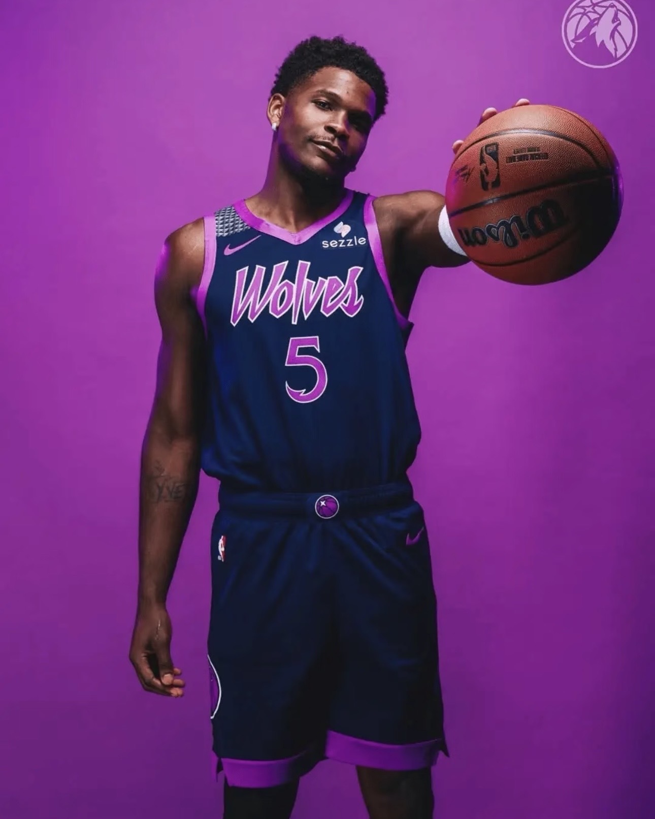 NIKE NBA DRY EDWARDS 紫色 蟻人 灰狼隊 網眼 運動 球衣【HM6334-525】NKNBA