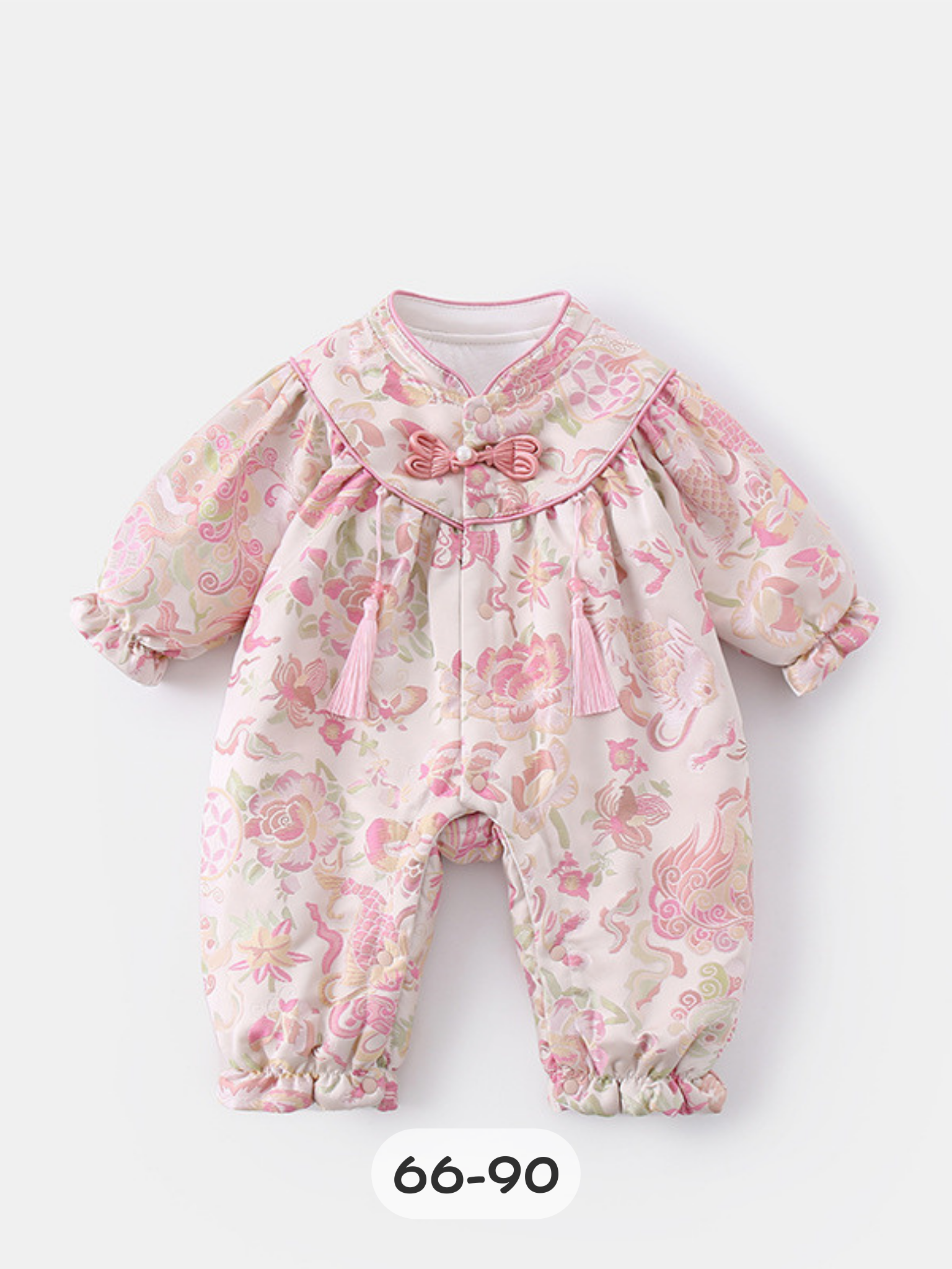 粉瑞花語 中國風夾棉連身衣