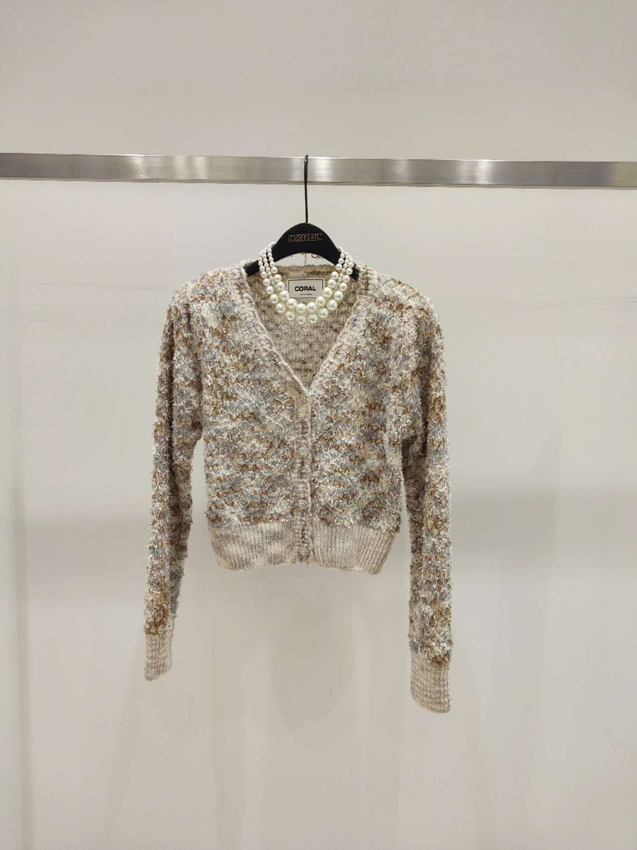 氣質琥珀色tweed Cardigan