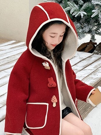 紅色小玩偶 連帽加絨外套