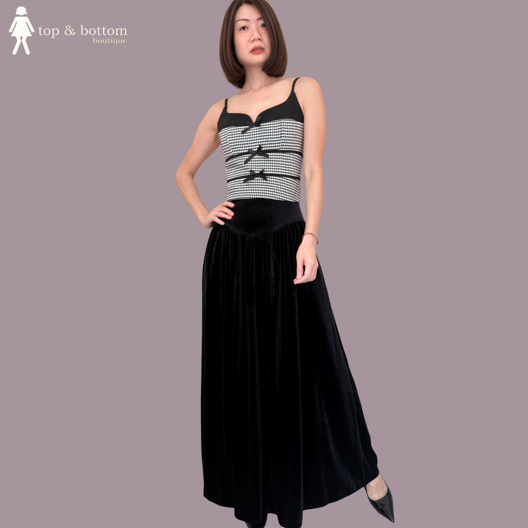 STRAP HOUDSTOOTH CROP TOP