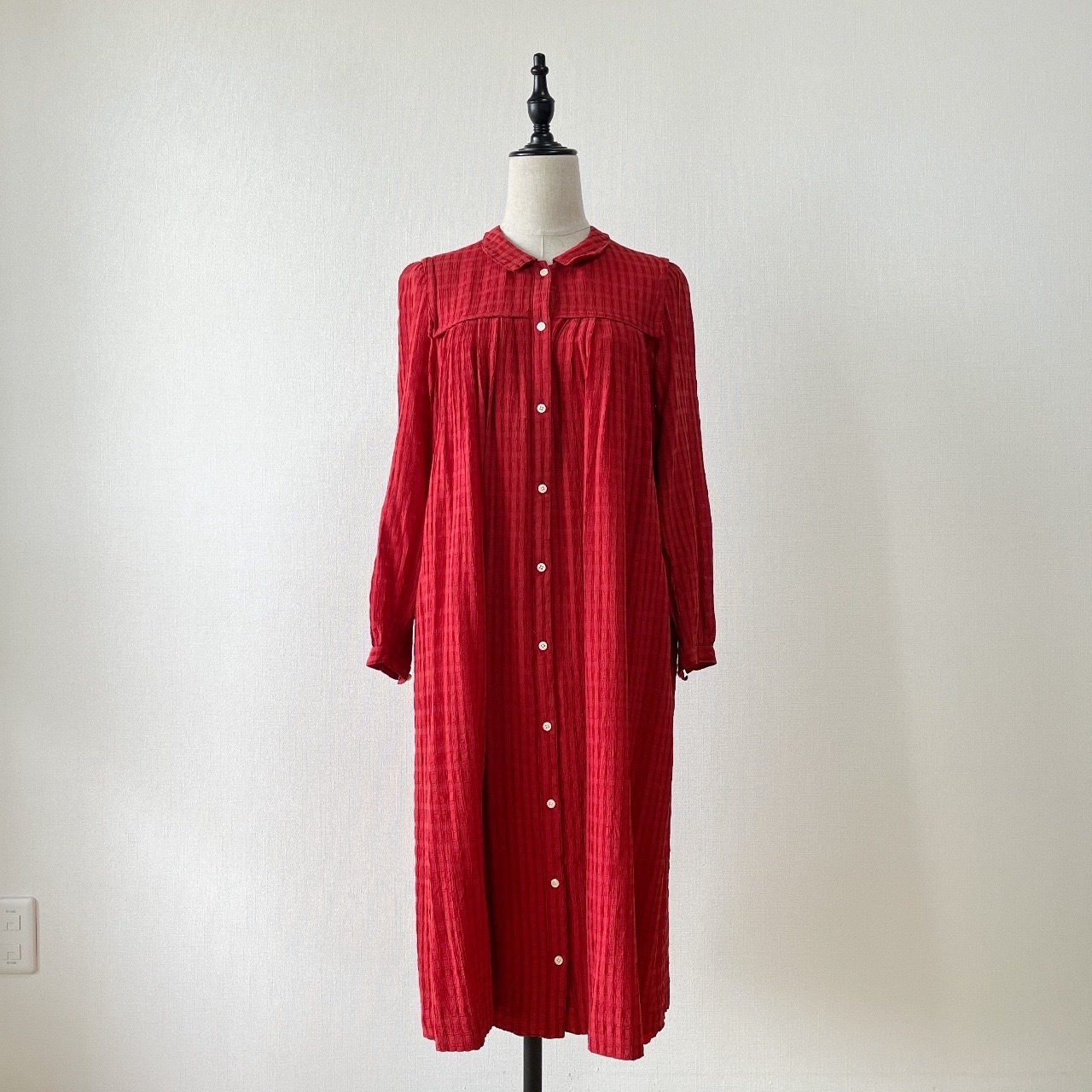 蕃茄紅色可愛綿質連身裙