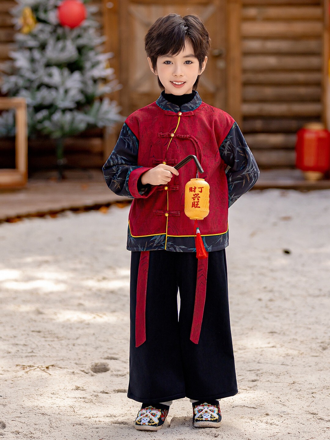 竹影丹裳 中國風長袖套裝2件組