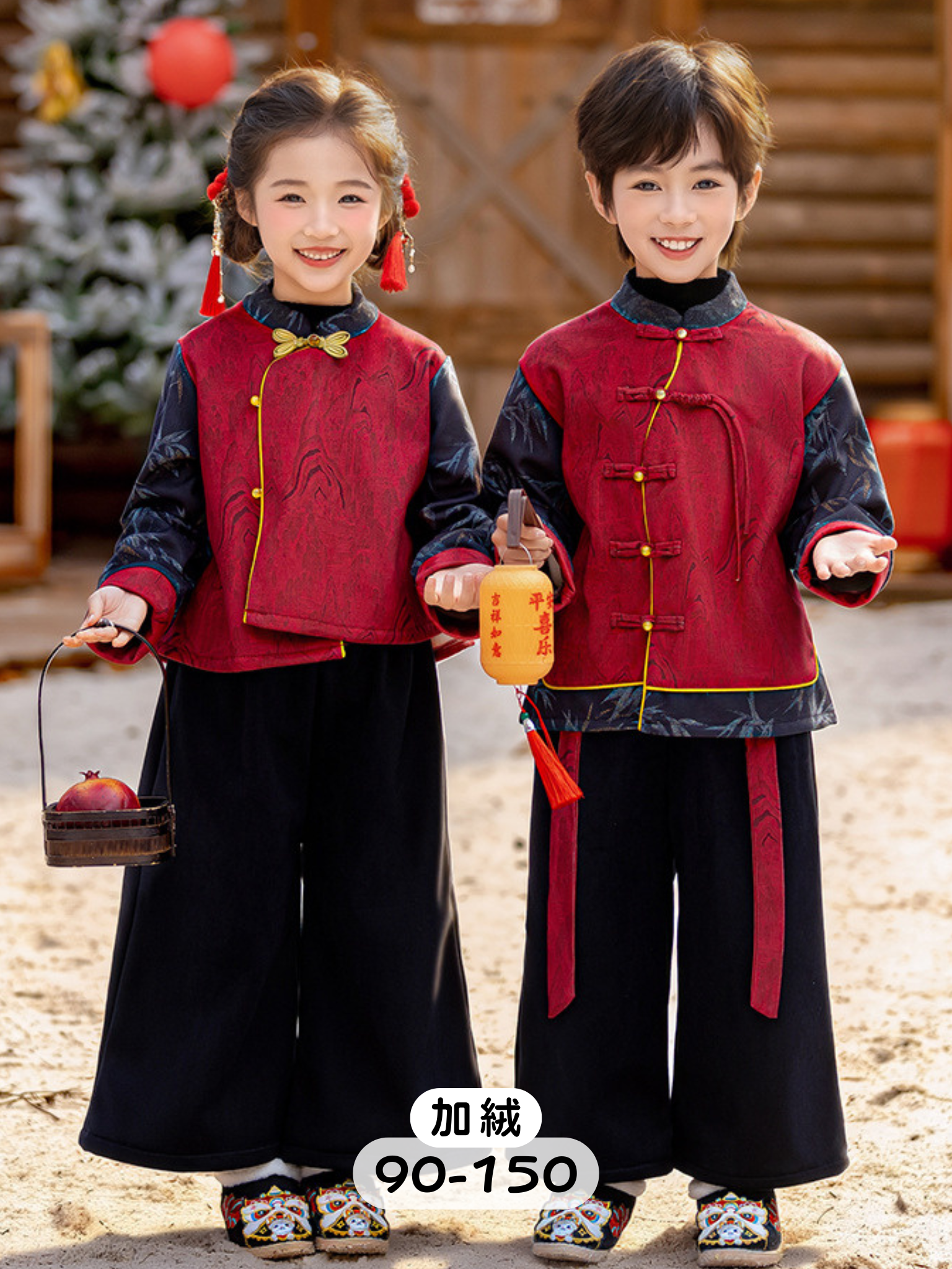 竹影丹裳 中國風長袖套裝2件組