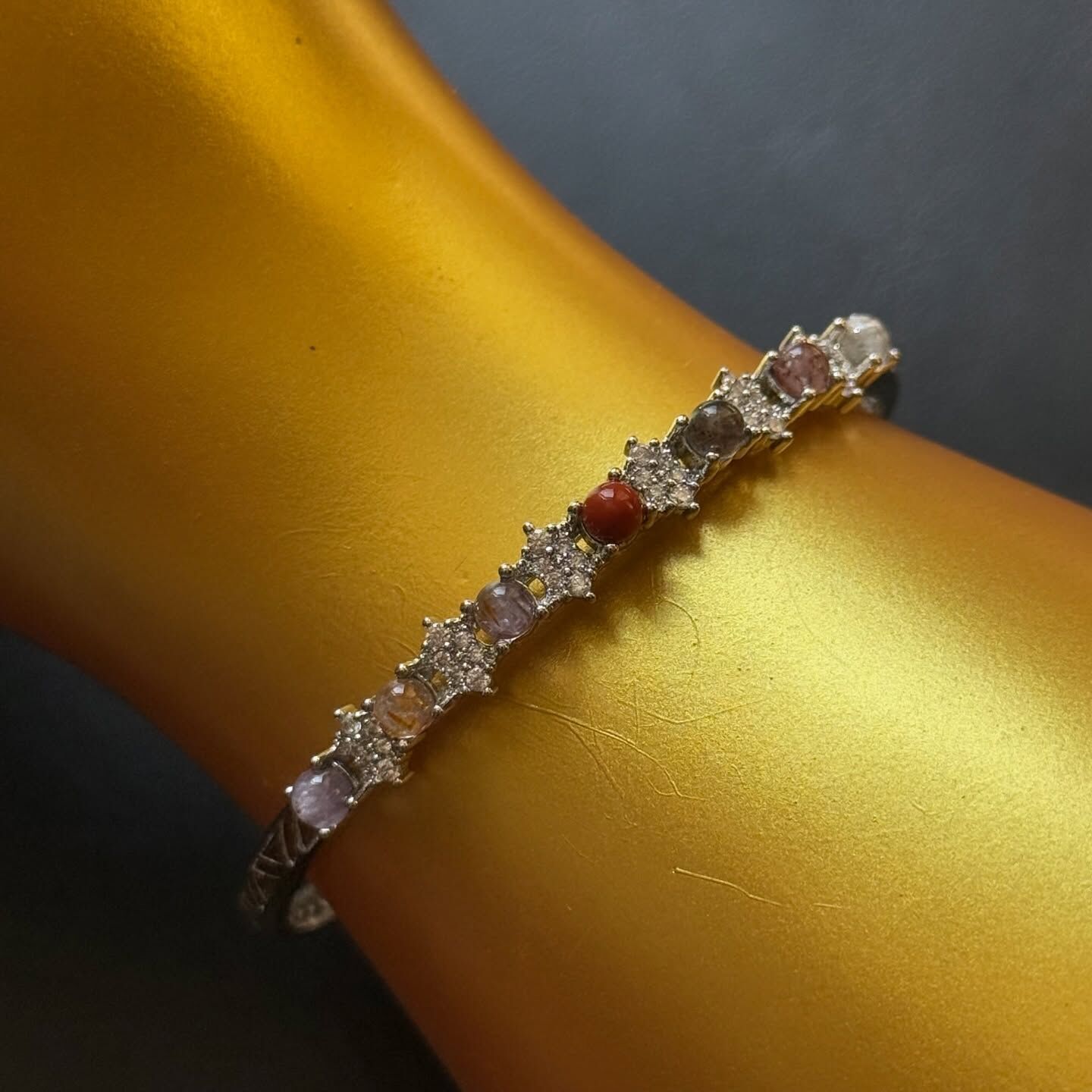 [原石] 超七水晶+紅碧玉 銅手環 金屬手環