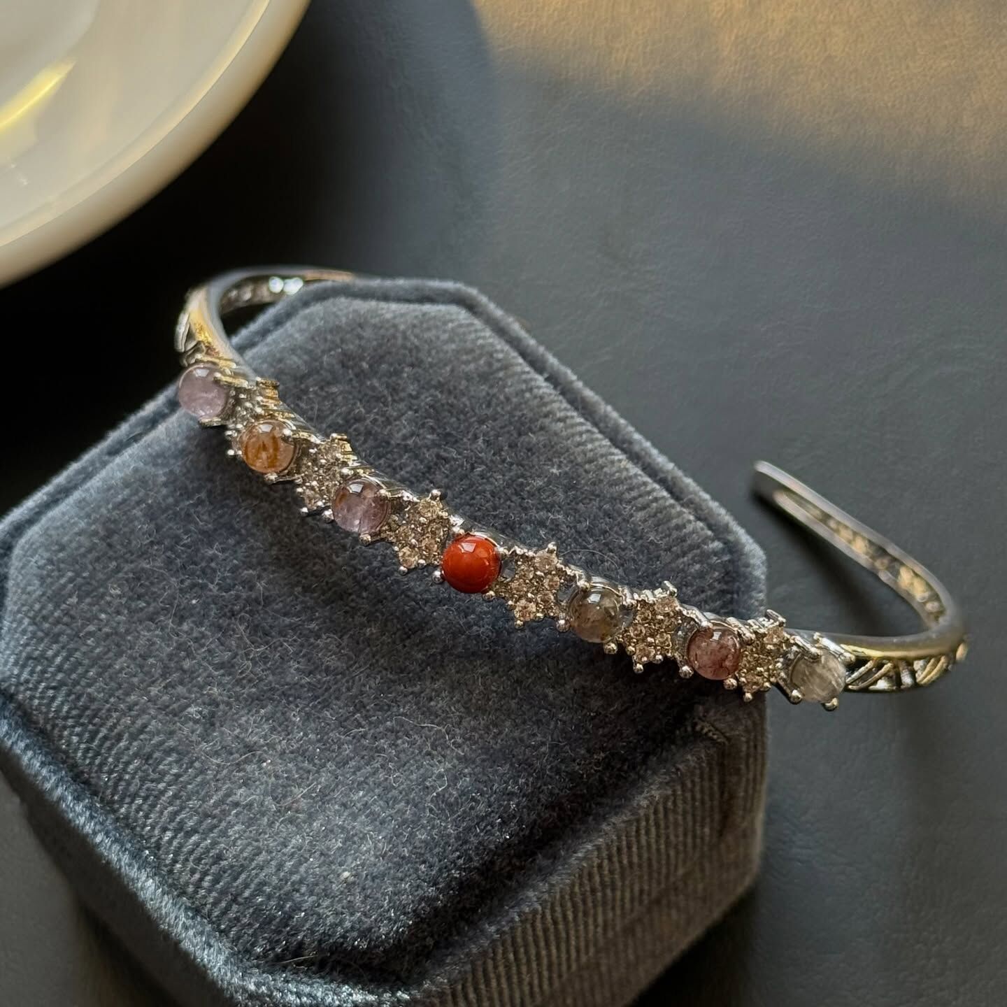 [原石] 超七水晶+紅碧玉 銅手環 金屬手環