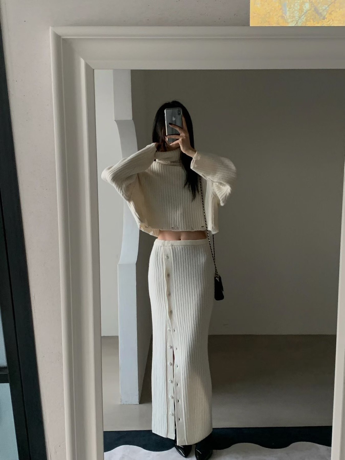 高領墊肩上衣 長裙(分售)