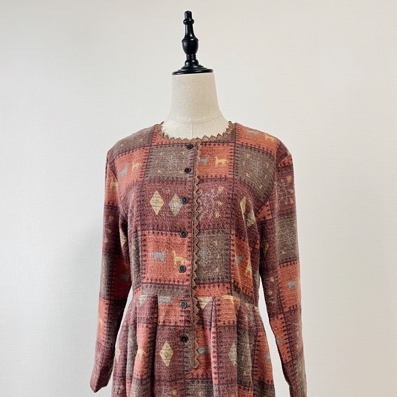 焦糖紅土色系溫暖鄉村格紋連身裙