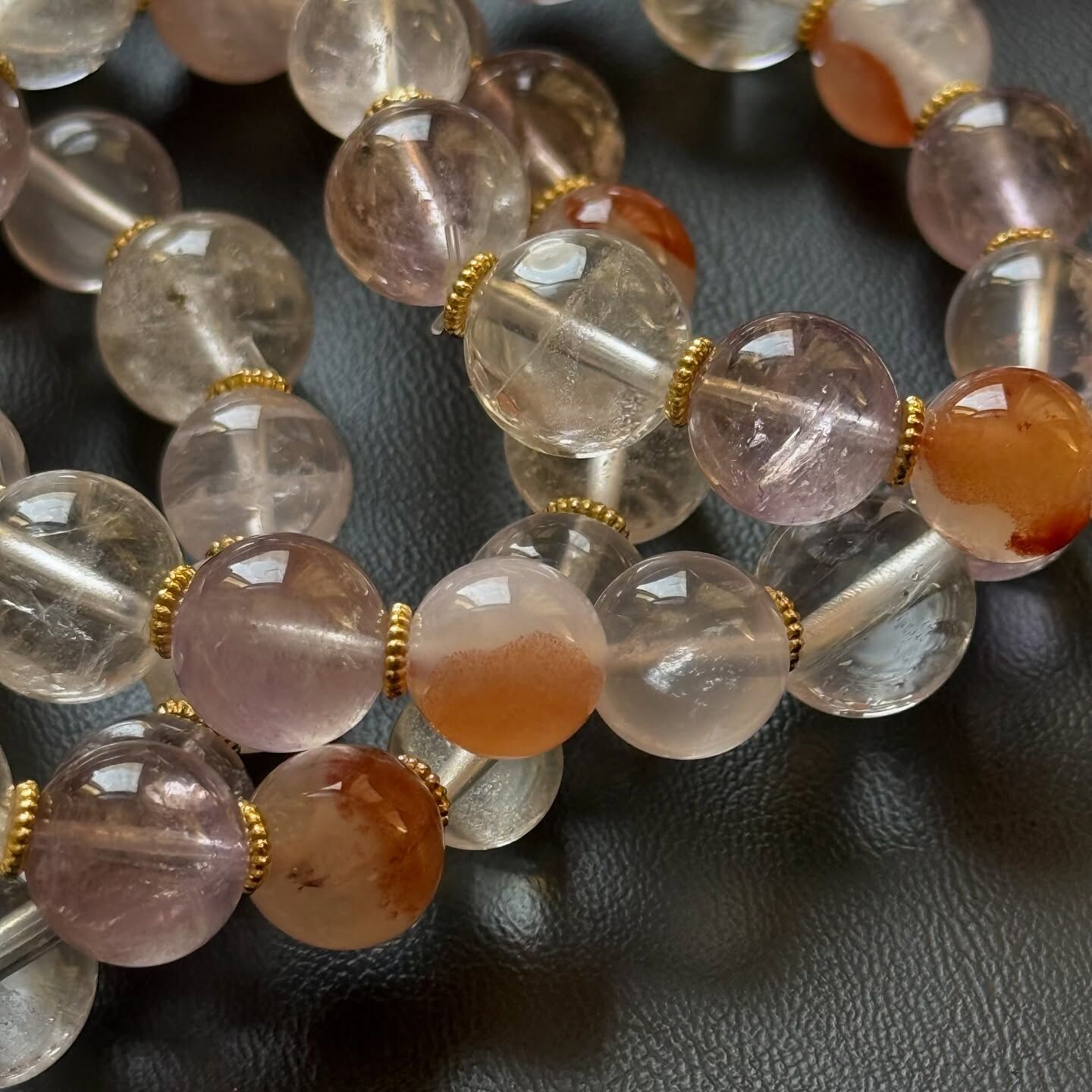 [原石] 硃砂瑪瑙+紫水晶+白水晶 設計款手串