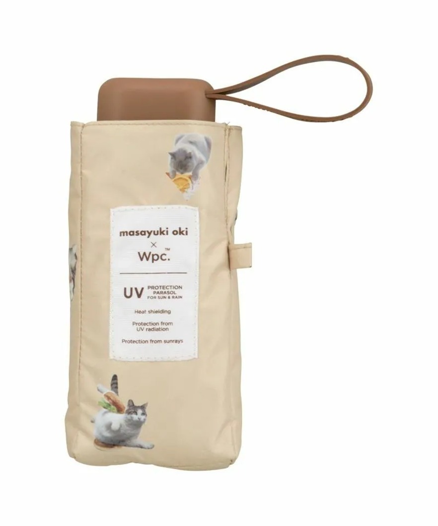 (5456) 貪吃貓咪隔熱防UV縮骨遮_淺褐