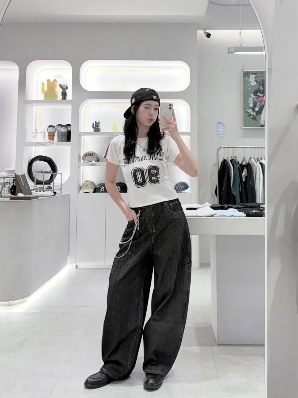 NJ302「FOR GIRLS」直條紋牛仔褲（男女可穿）