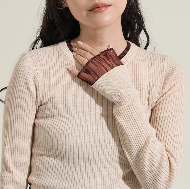 日本 層次感薄紗針織上衣