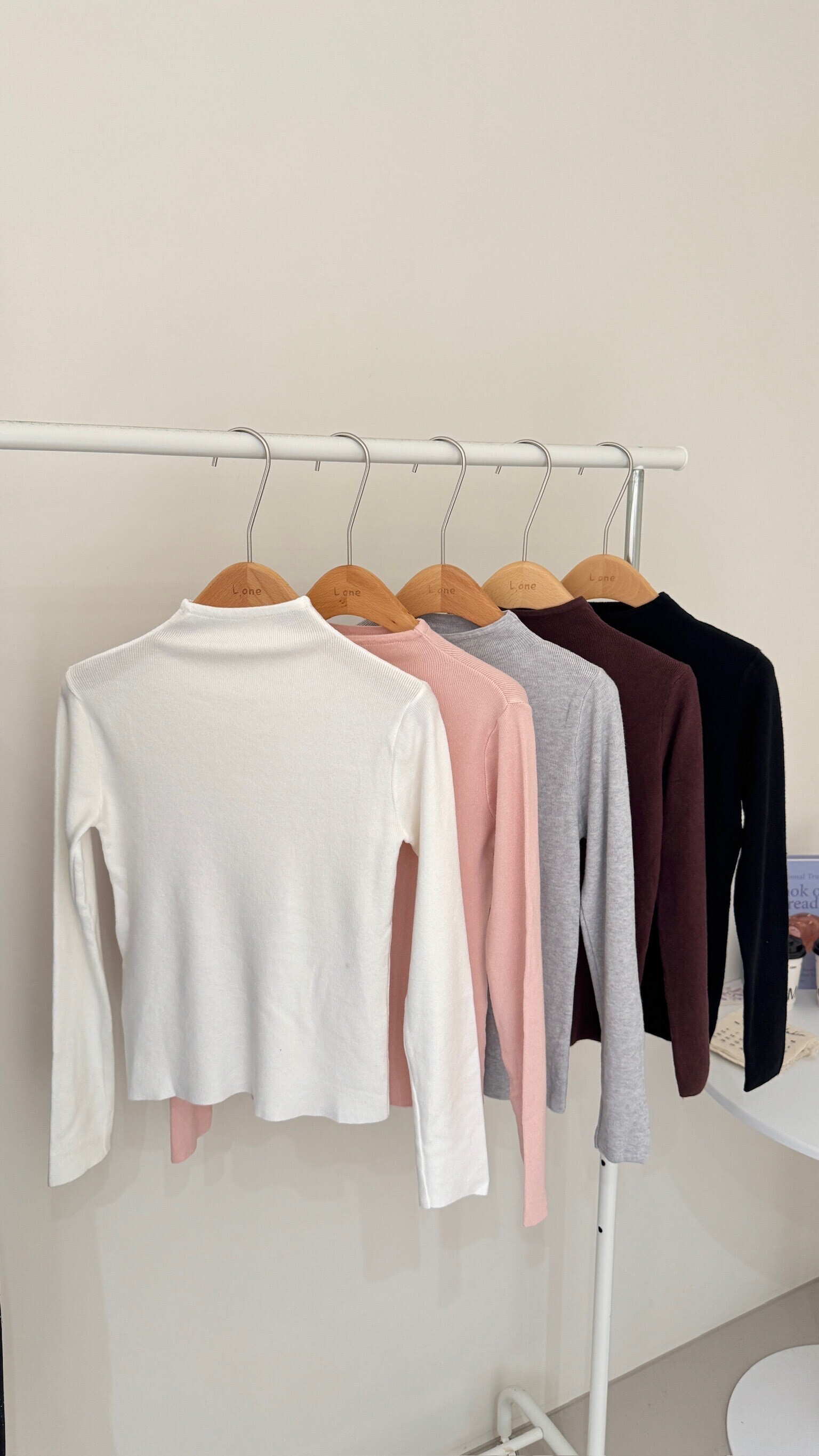 小立領針織長袖上衣