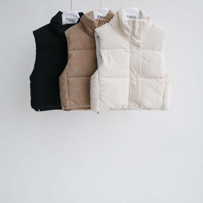 法朵Fado shop｜兩抽繩立領壓釦燈芯絨背心899A019 三色