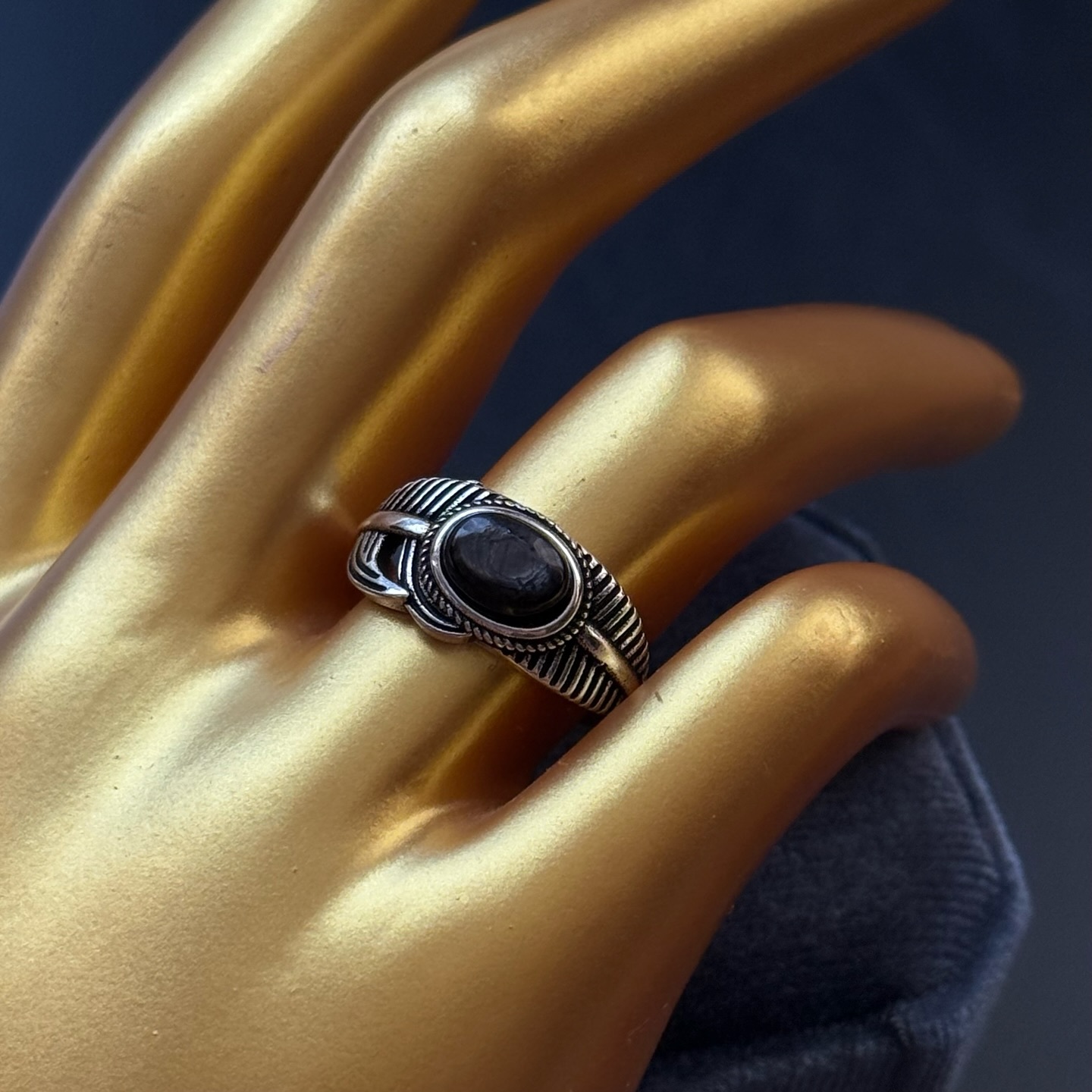 [原石] 金運石 羽毛造型戒指