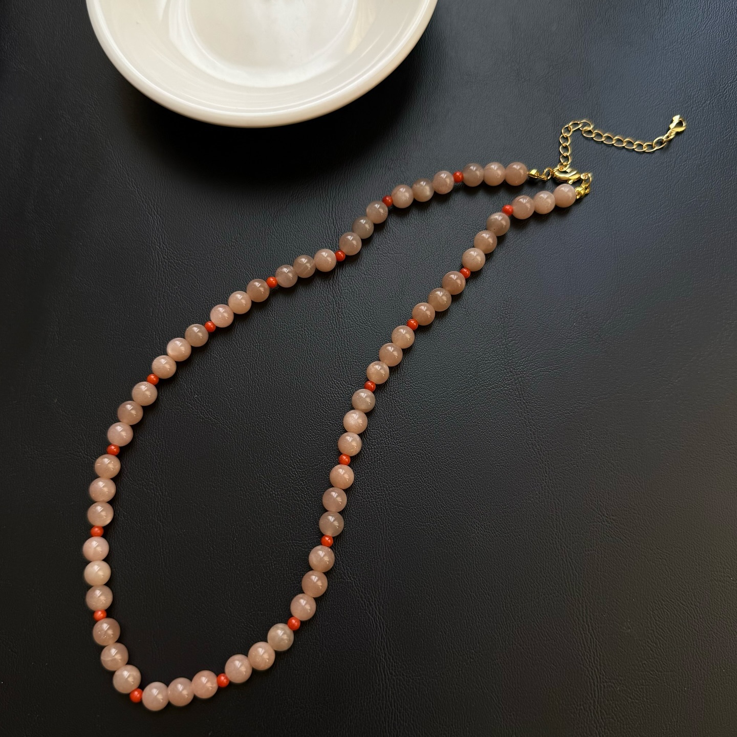 [原石] 蜜桃月光石 水晶項鏈