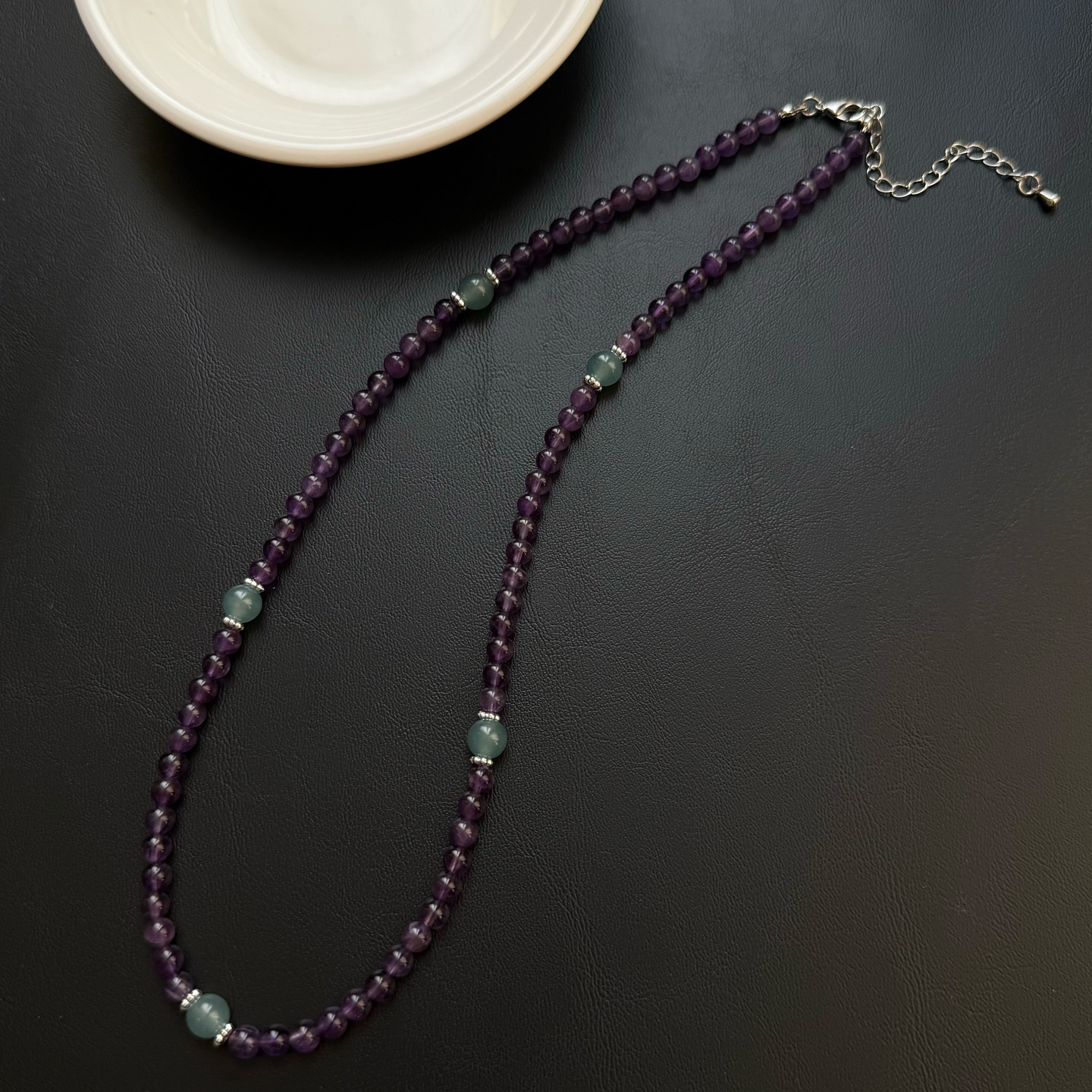 [原石] 紫水晶+藍水翡翠 水晶項鍊