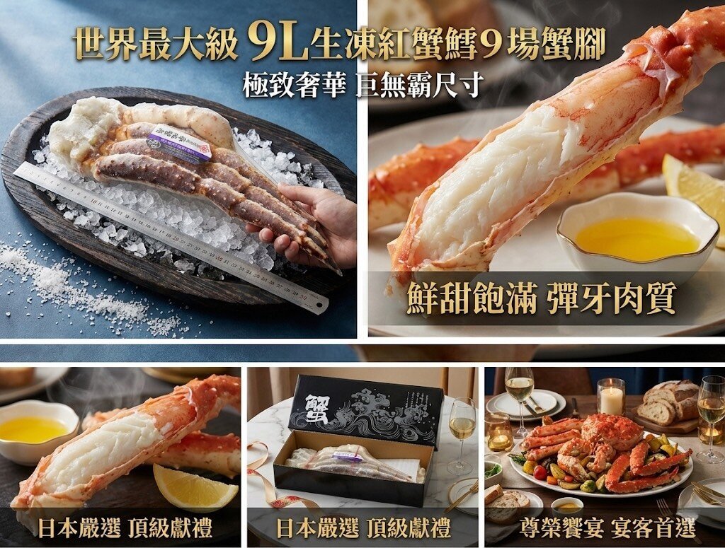 世界最大級-紅蟹生凍鱈場蟹腳 " 9L '' (禮盒)