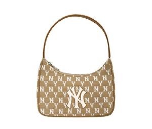 【Luxury】現貨特價 MLB NY 滿版肩背小包 手拿包 淺色手提包 經典字母包