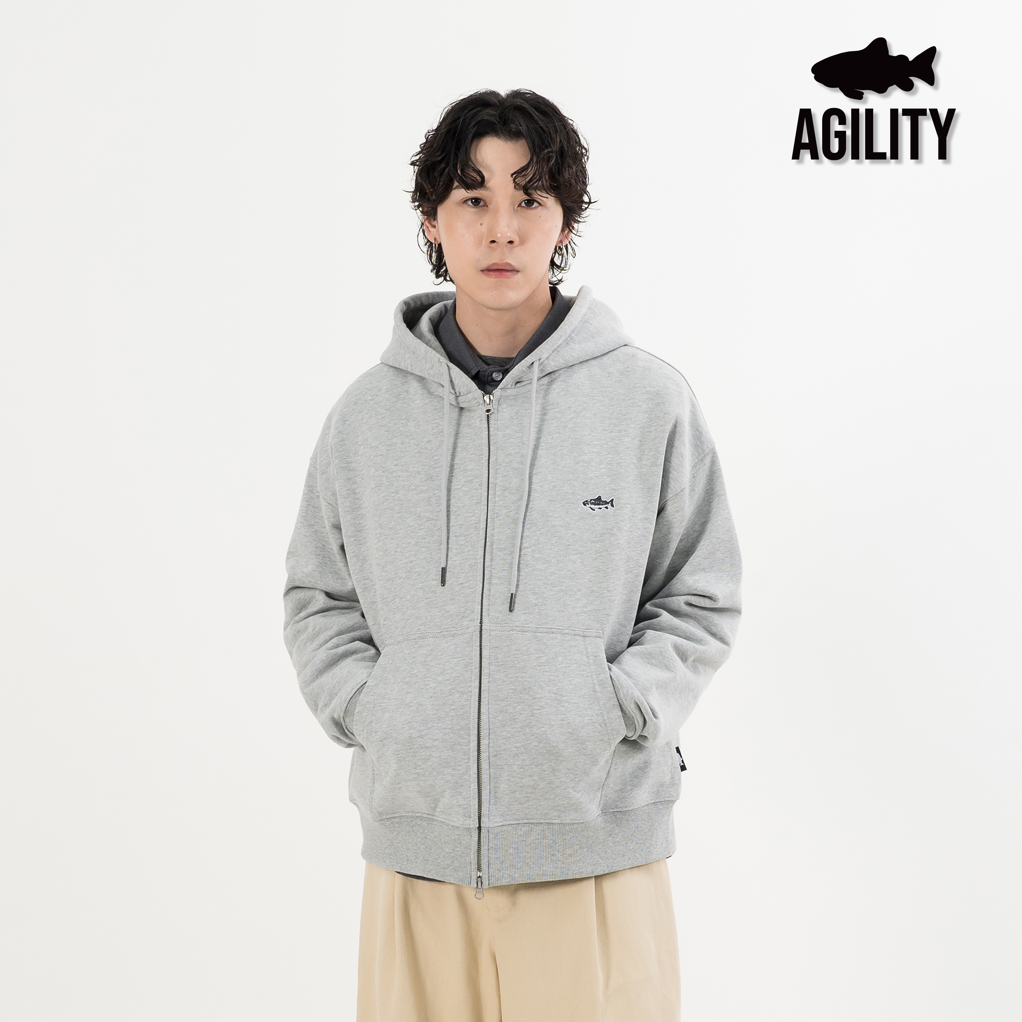 AGILITY CREW Zip Hoodie Jacket 小鮭魚刺繡 連帽外套 [A-ZH3]